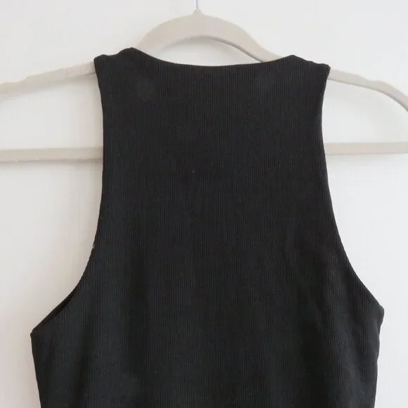 GOOD AMERICAN The Body Sculpted Midi Dress Black Minimalist Bodycon Size 0 / XS - Picture 8 of 12